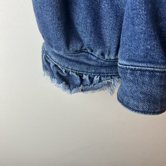 Generation Love Denim Jacket M Puff Sleeve Raw Hem - Picture 7 of 11